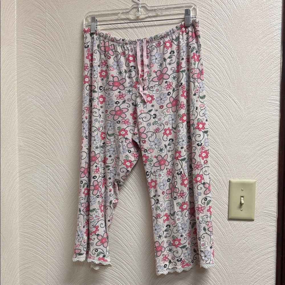 Axcess Liz Claiborne Floral Pink & White Pajama Pants